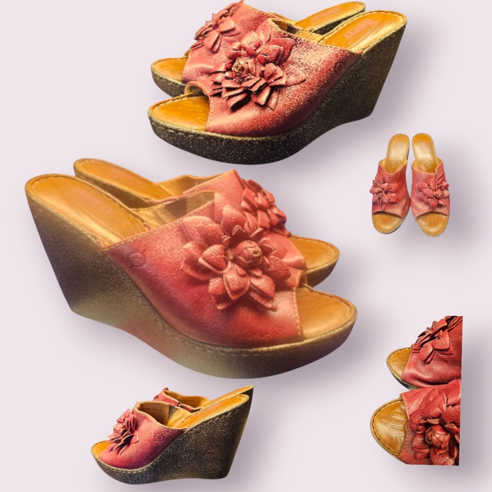 Born Pink Floral Wedge Sandals
